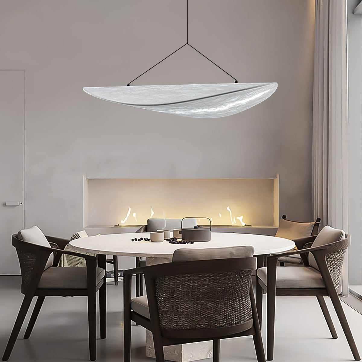 Modern Black Silk Pendant Light – Oval Cloud LED