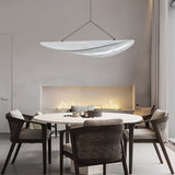 Modern Black Silk Pendant Light – Oval Cloud LED