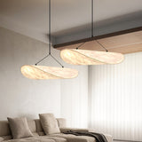 Modern Black Silk Pendant Light – Oval Cloud LED