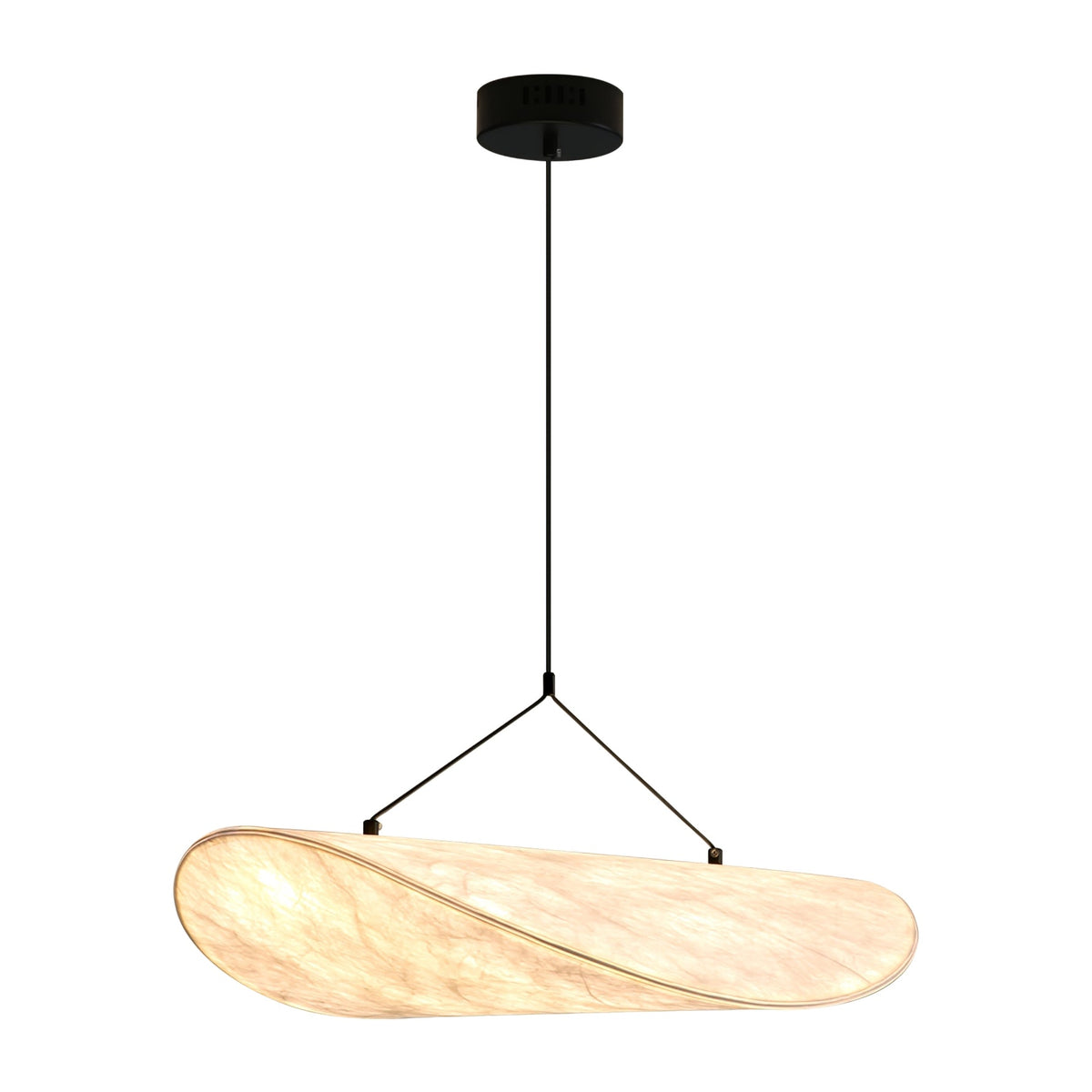 Modern Black Silk Pendant Light – Oval Cloud LED