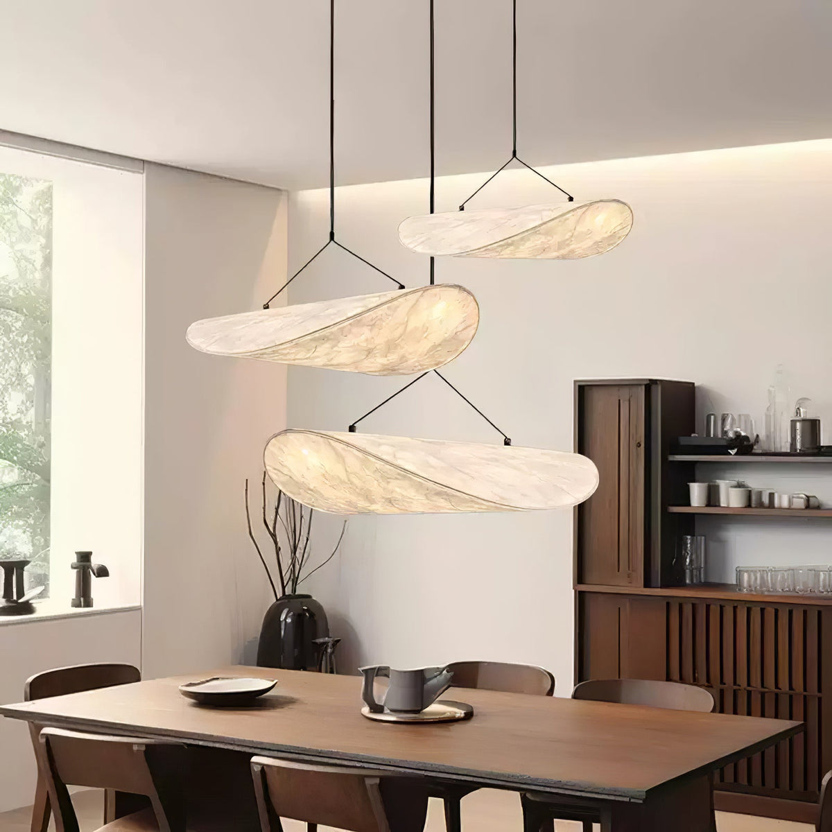 Modern Black Silk Pendant Light – Oval Cloud LED