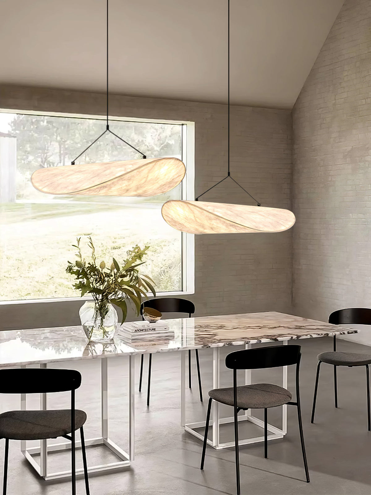 Modern Black Silk Pendant Light – Oval Cloud LED