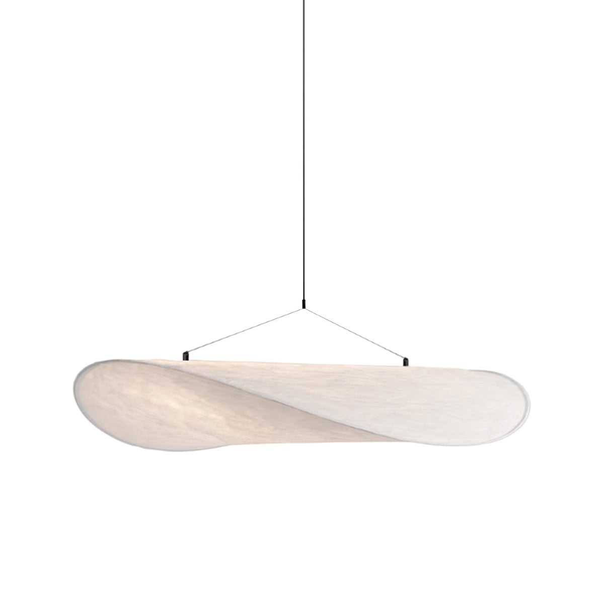 Modern Black Silk Pendant Light – Oval Cloud LED