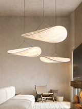 Modern Black Silk Pendant Light – Oval Cloud LED
