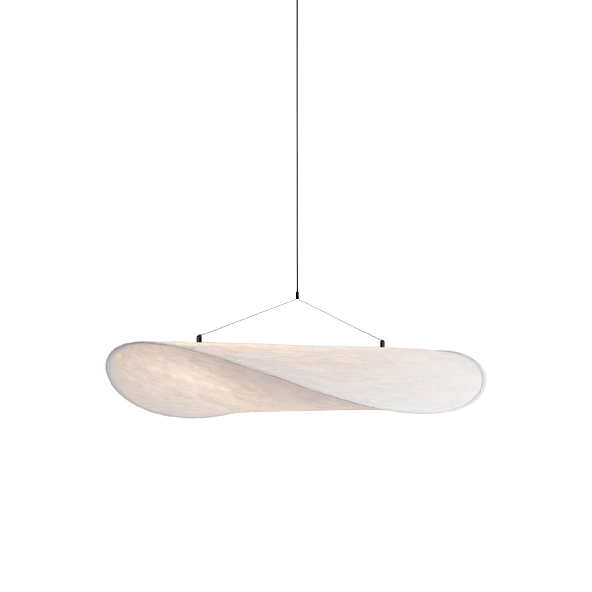 Modern Black Silk Pendant Light – Oval Cloud LED
