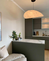 Modern Black Silk Pendant Light – Oval Cloud LED