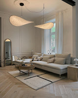 Modern Black Silk Pendant Light – Oval Cloud LED