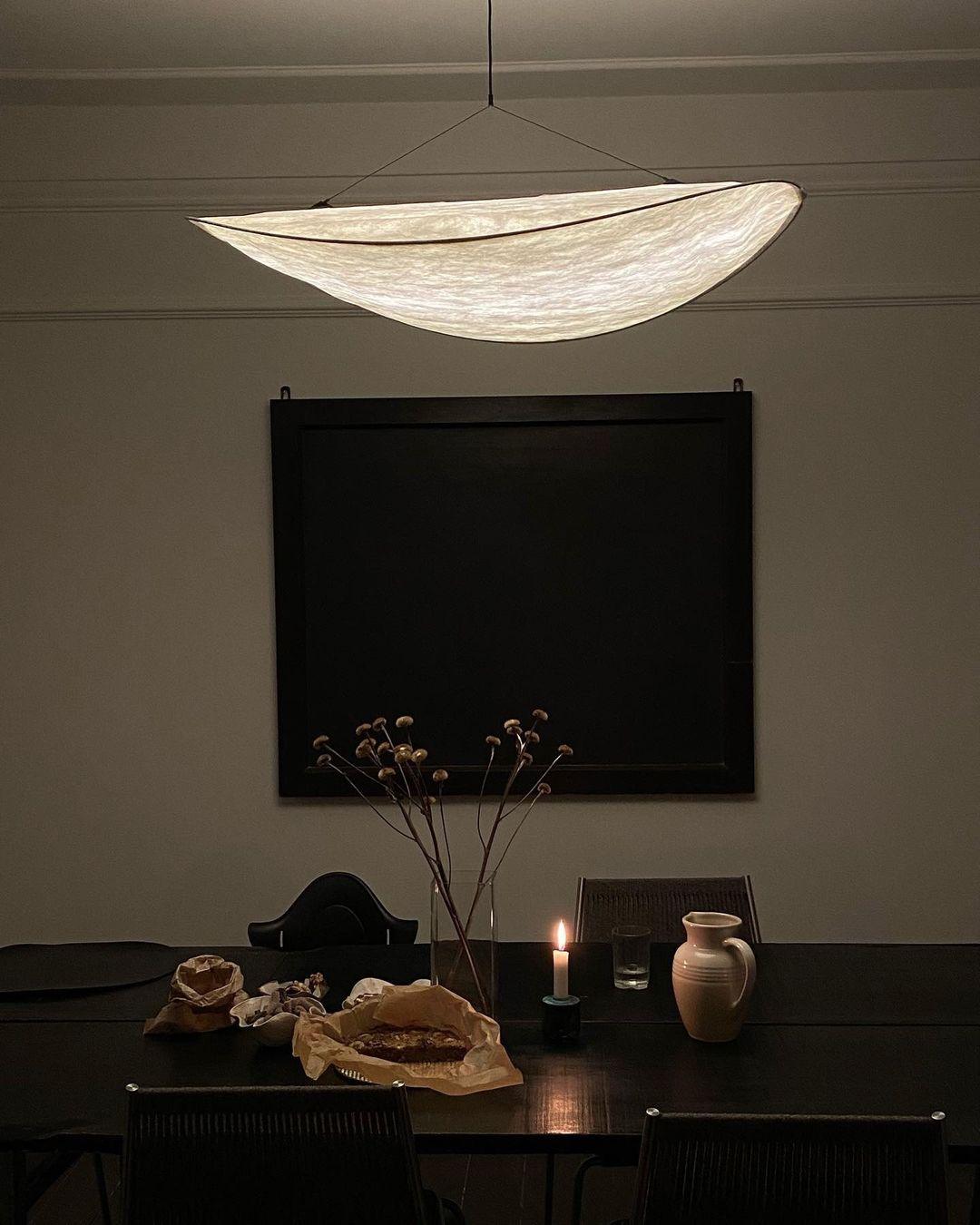 Modern Black Silk Pendant Light – Oval Cloud LED