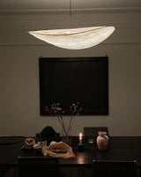 Modern Black Silk Pendant Light – Oval Cloud LED