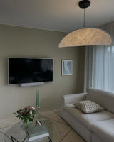 Modern Black Silk Pendant Light – Oval Cloud LED