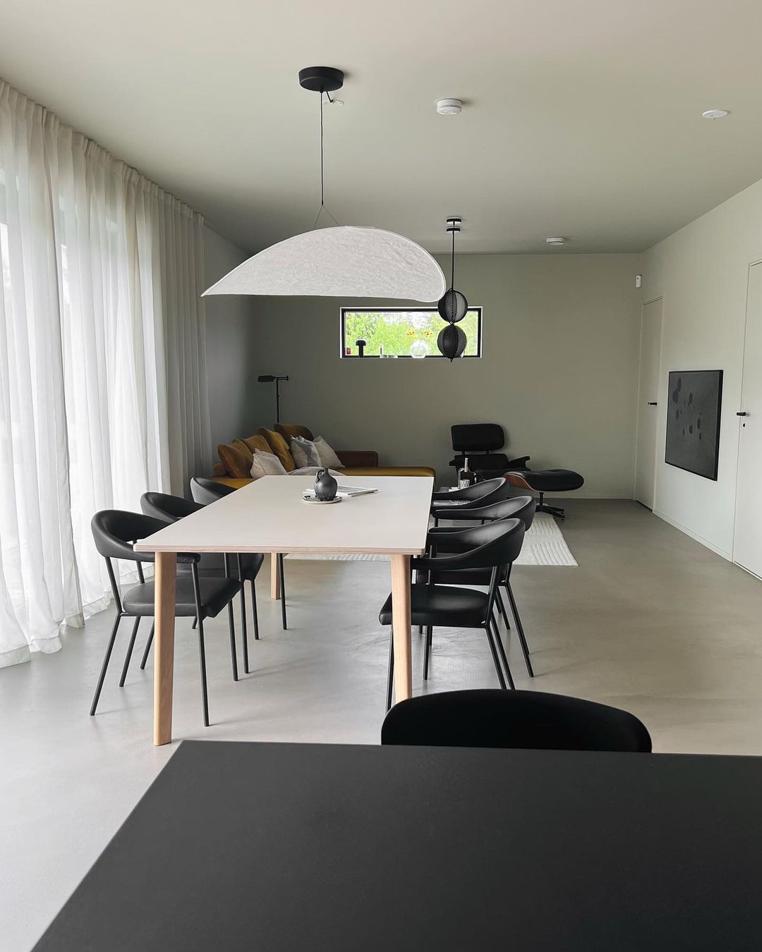 Modern Black Silk Pendant Light – Oval Cloud LED