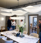 Modern Black Silk Pendant Light – Oval Cloud LED