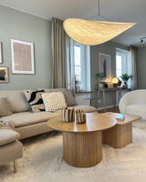 Modern Black Silk Pendant Light – Oval Cloud LED
