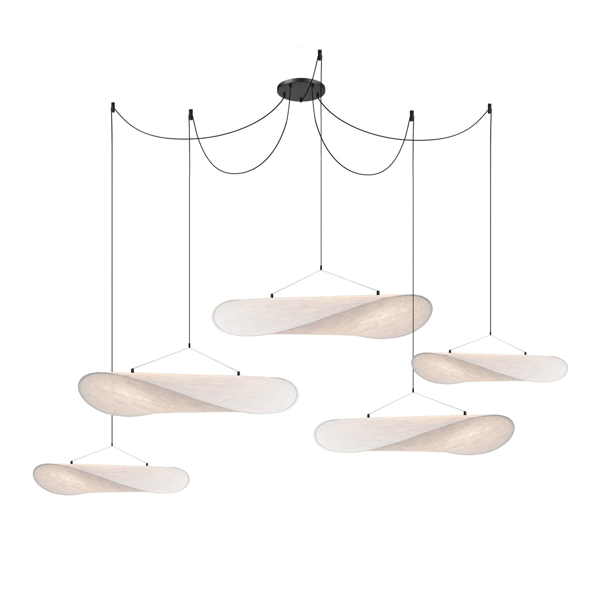 Modern Black Silk Pendant Light – Oval Cloud LED