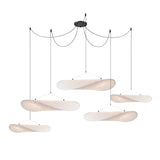 Modern Black Silk Pendant Light – Oval Cloud LED