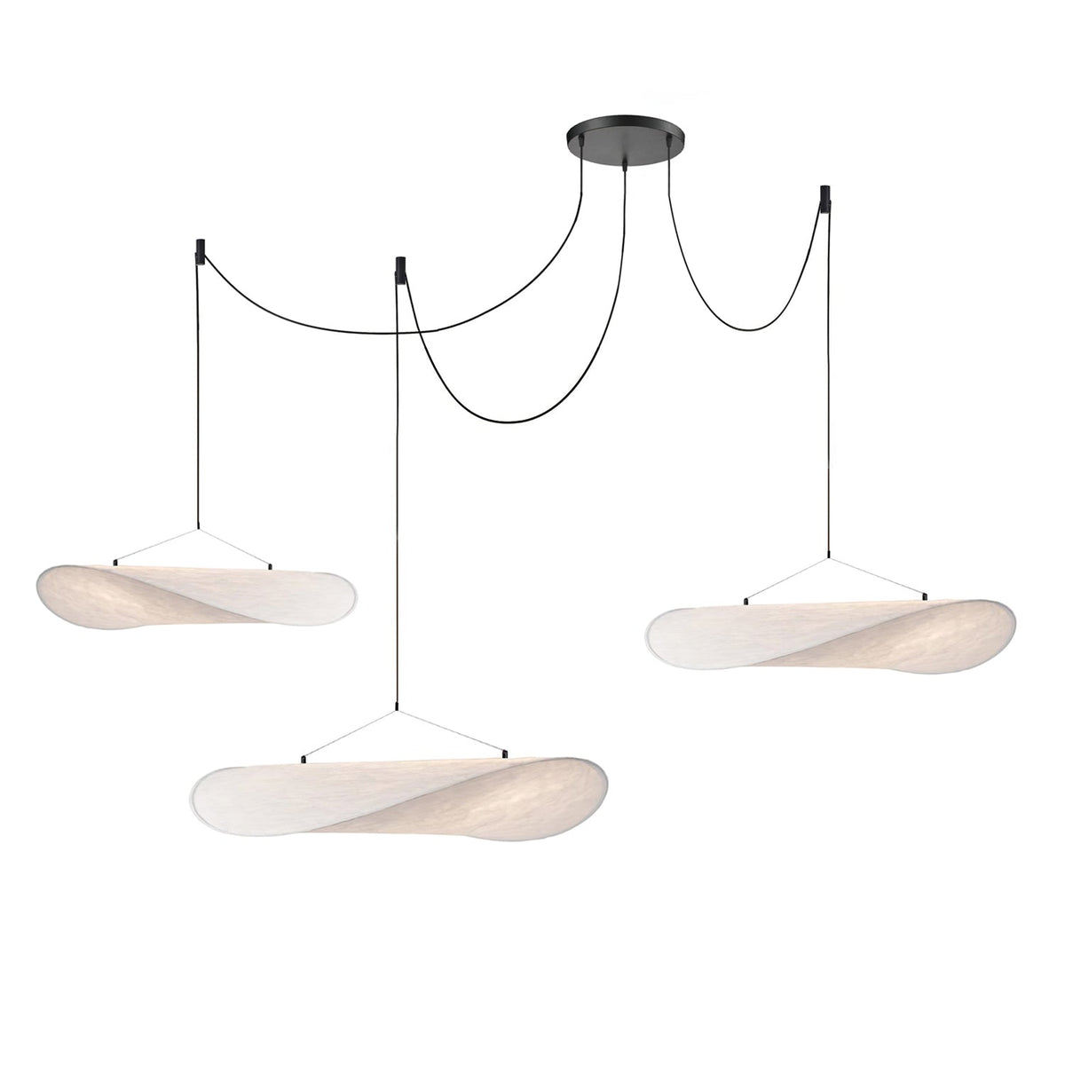Modern Black Silk Pendant Light – Oval Cloud LED