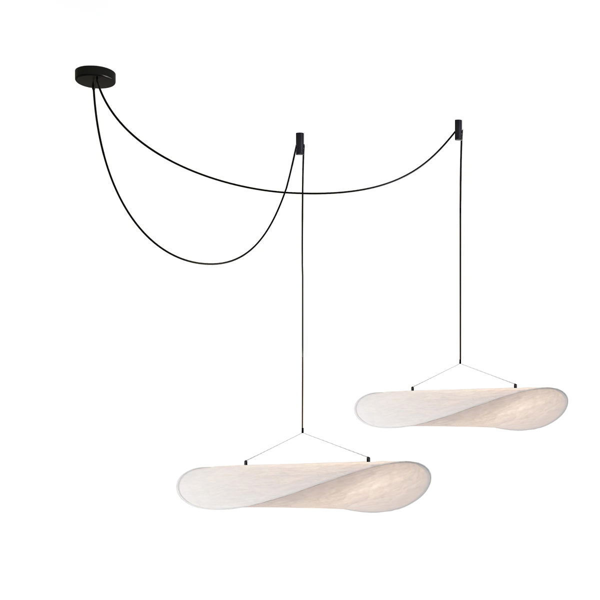 Modern Black Silk Pendant Light – Oval Cloud LED