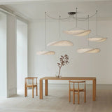 Modern Black Silk Pendant Light – Oval Cloud LED