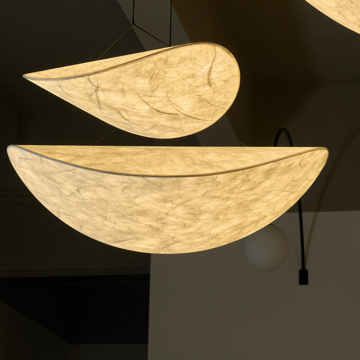 Modern Black Silk Pendant Light – Oval Cloud LED