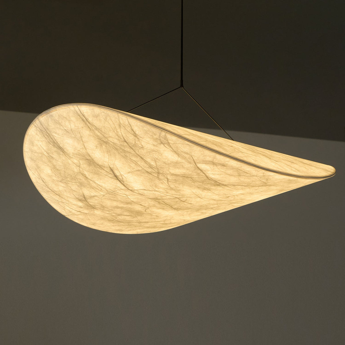 Modern Black Silk Pendant Light – Oval Cloud LED