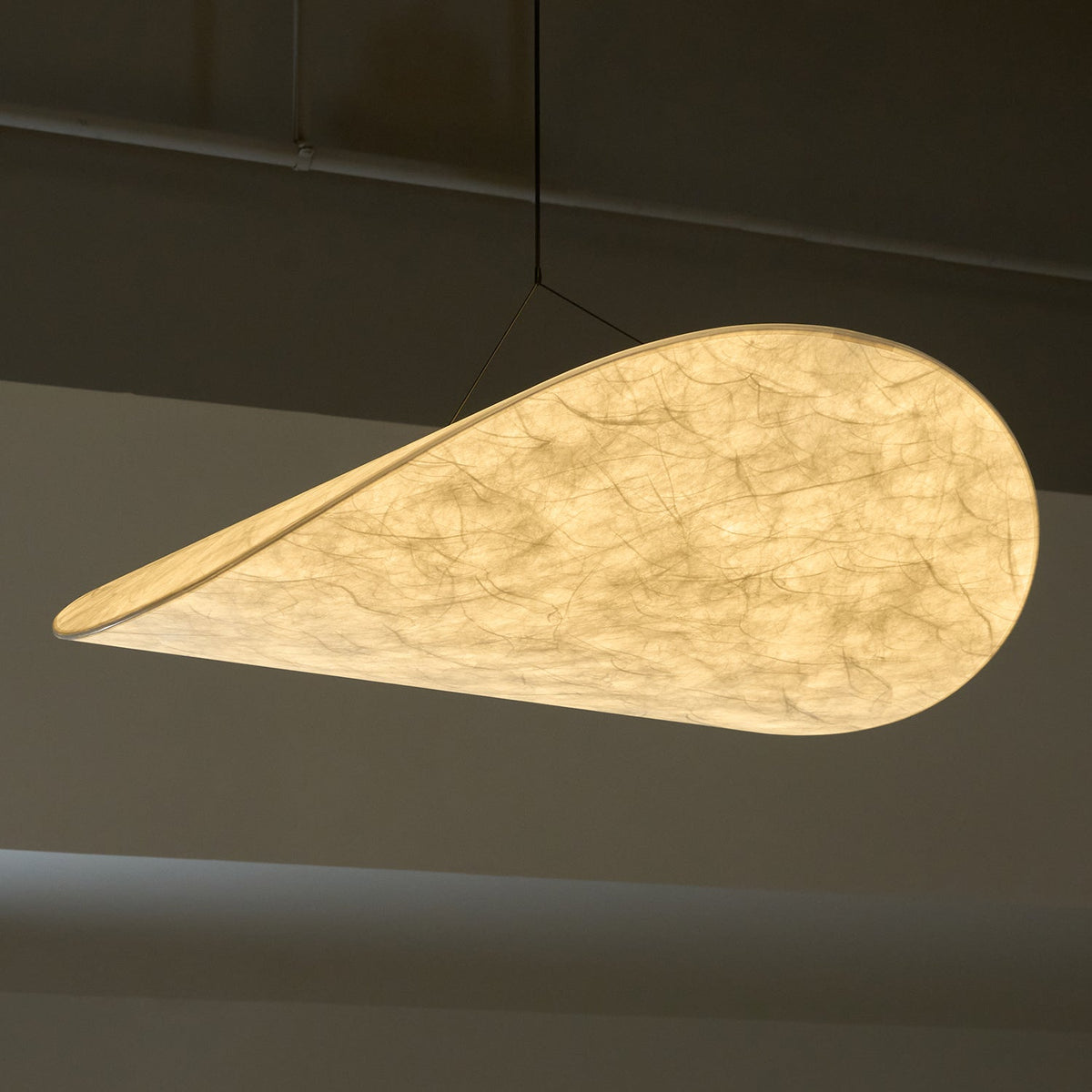 Modern Black Silk Pendant Light – Oval Cloud LED