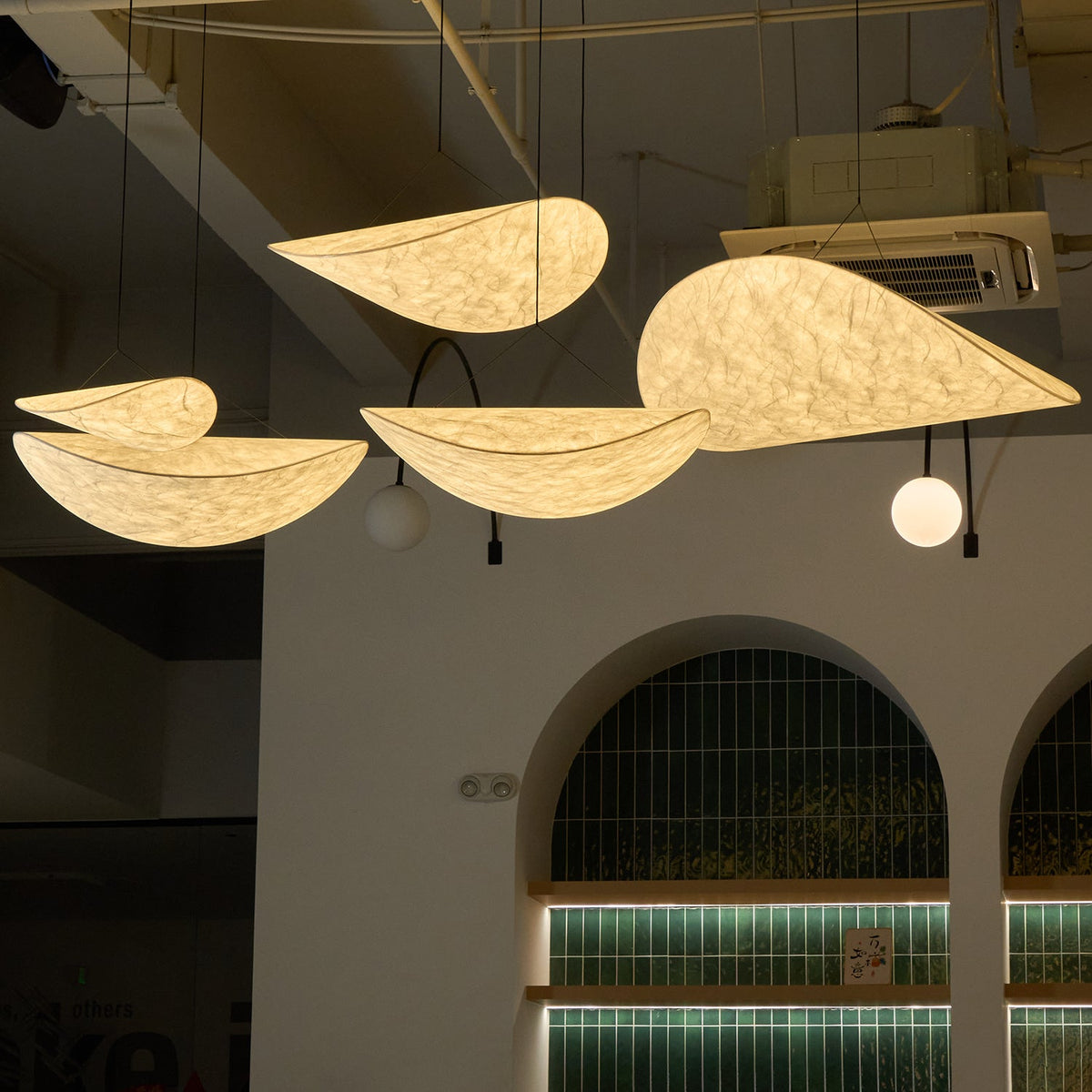 Modern Black Silk Pendant Light – Oval Cloud LED