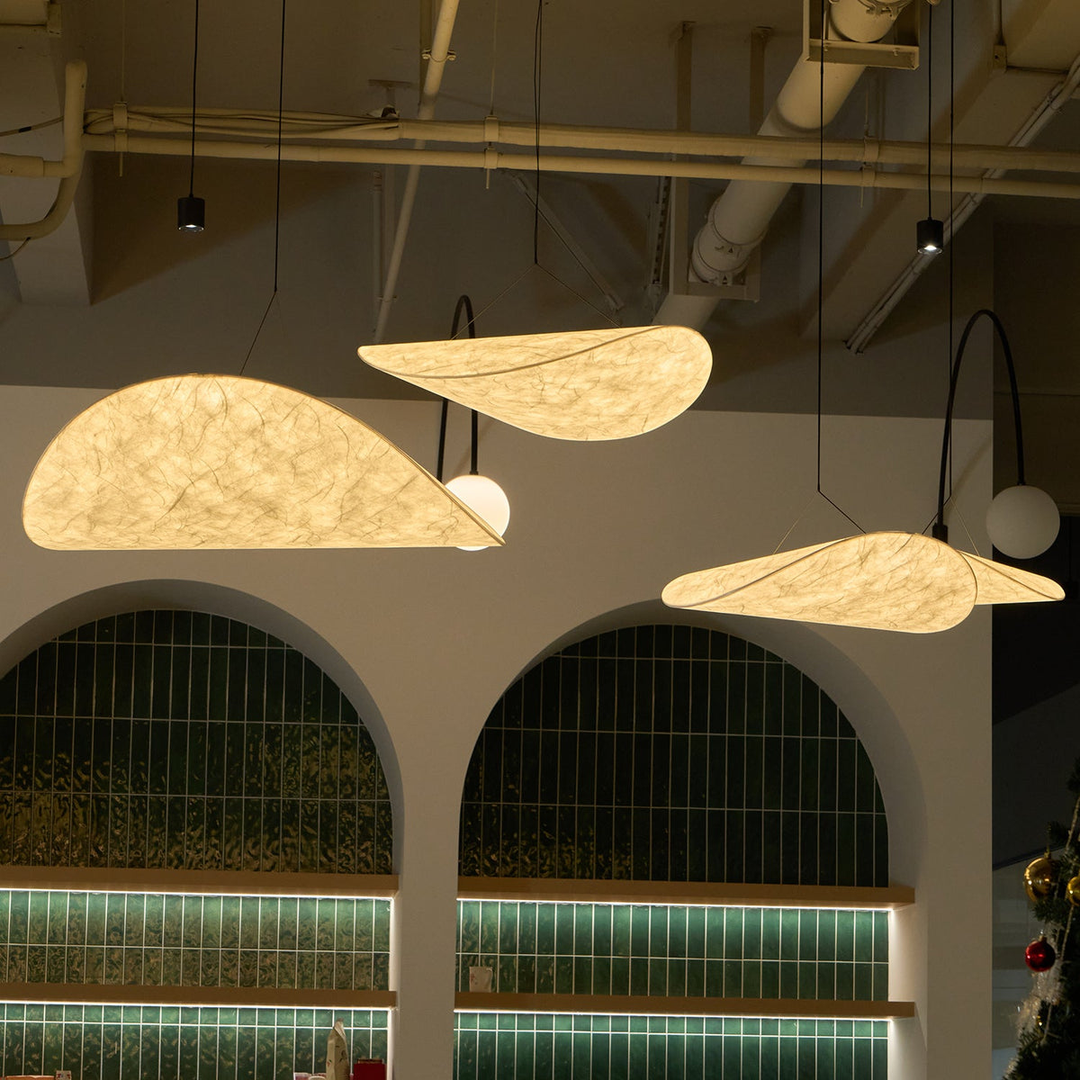 Modern Black Silk Pendant Light – Oval Cloud LED