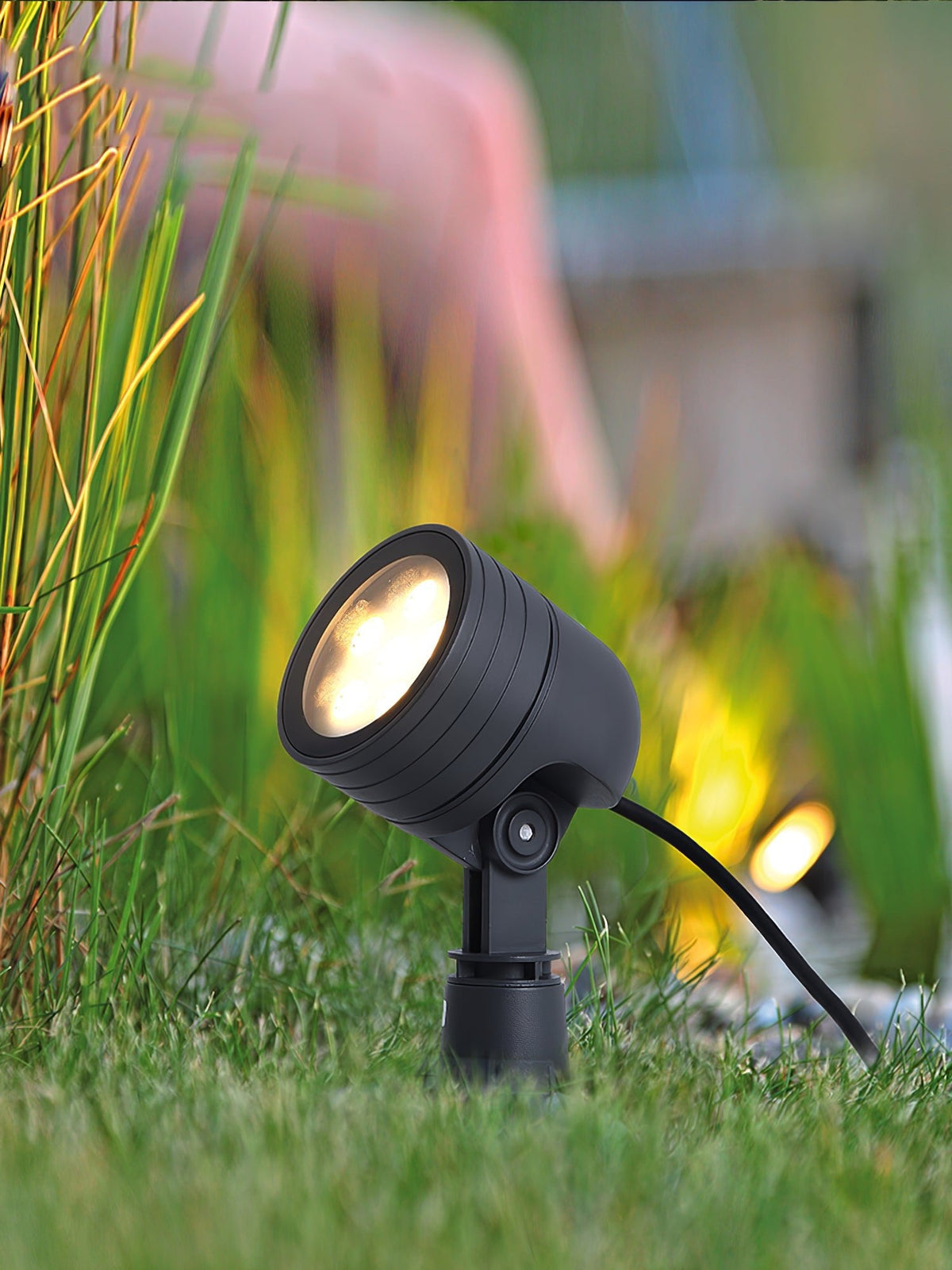 Wharton Industrial Black Stainless Steel Outdoor Spotlight