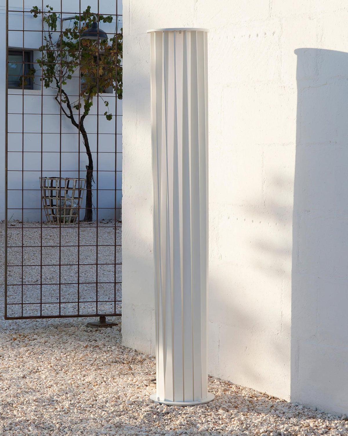 Modern White Post Light – Round Garden Light for Pathway