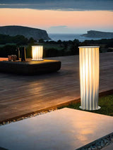 Modern White Post Light – Round Garden Light for Pathway