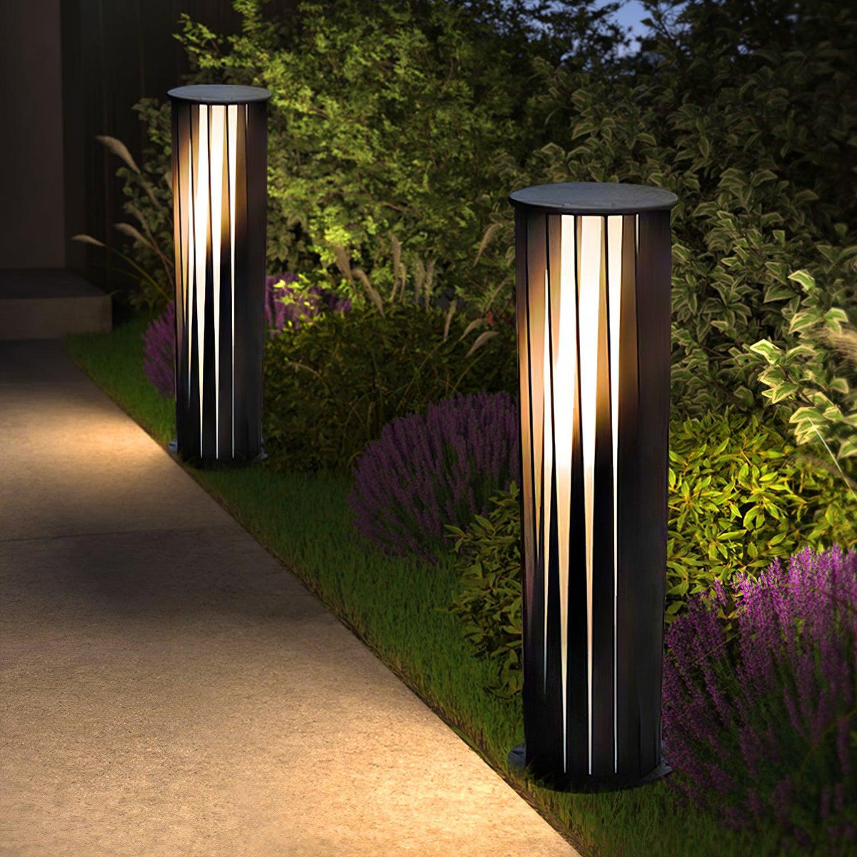 Modern White Post Light – Round Garden Light for Pathway