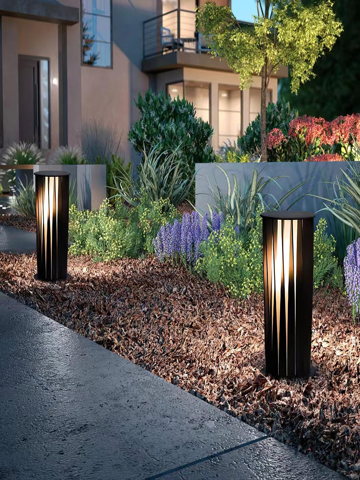 Modern White Post Light – Round Garden Light for Pathway