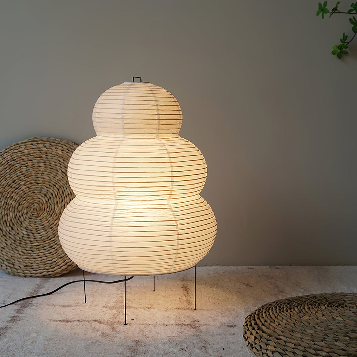 Japandi White Paper Table Lamp – Lantern Shade