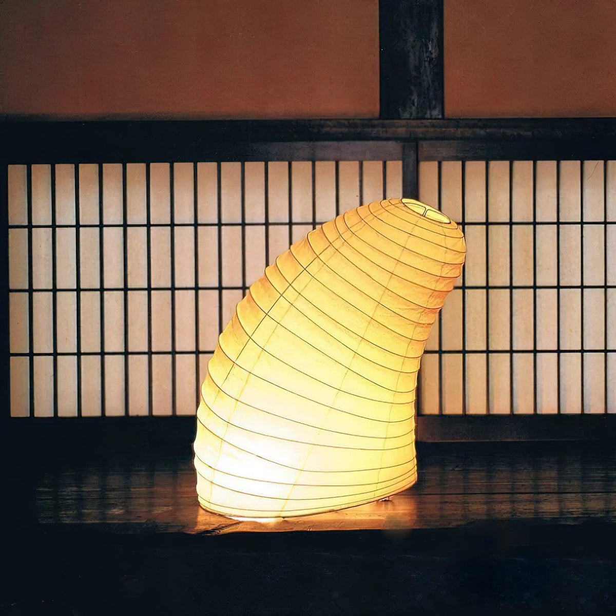 Japandi White Paper Table Lamp – Lantern Shade