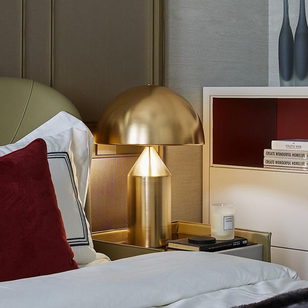 Mid-Century Metal Mushroom Table Lamp – Dome Shade