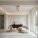 Retro Ribbed Glass Ceiling Light – Flush Mount for Bedrooms