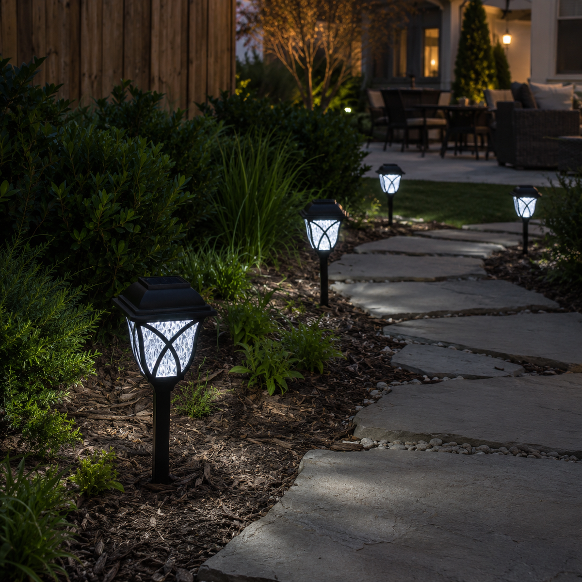 Pagoda Style Solar Garden Lantern – Stake Path Light (2 Pack)