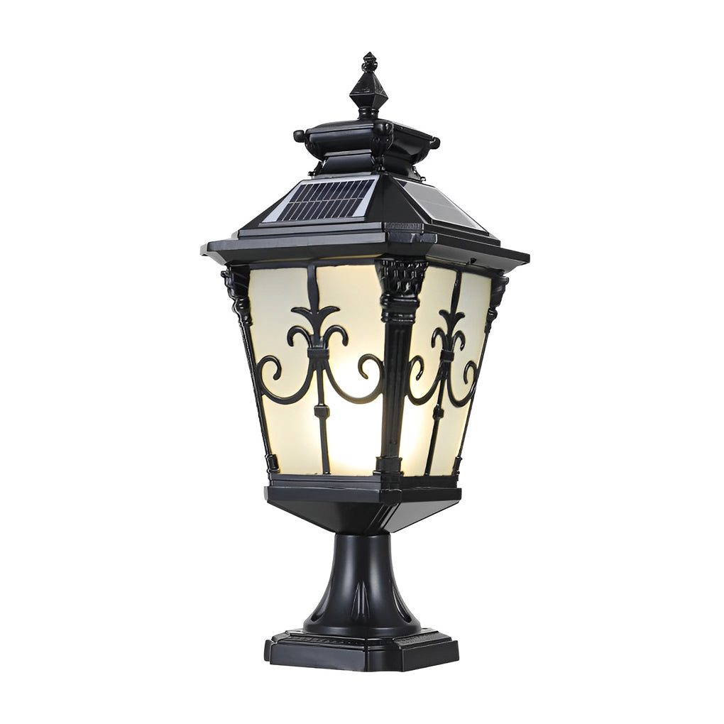 Retro Bronze Aluminum Post Light – Lantern Solar for Gates