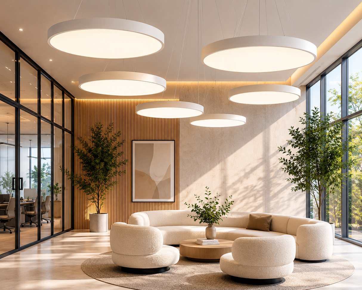 Fenoss LED Ring Pendant Light Modern Hanging Dining Room and Office Chandelier