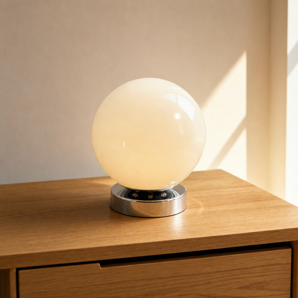 Modern Glossy Globe Bedside Lamp – Sphere Dimmable Light