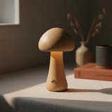 Minimalist Solid Wood Night Light – Mushroom Touch Lamp