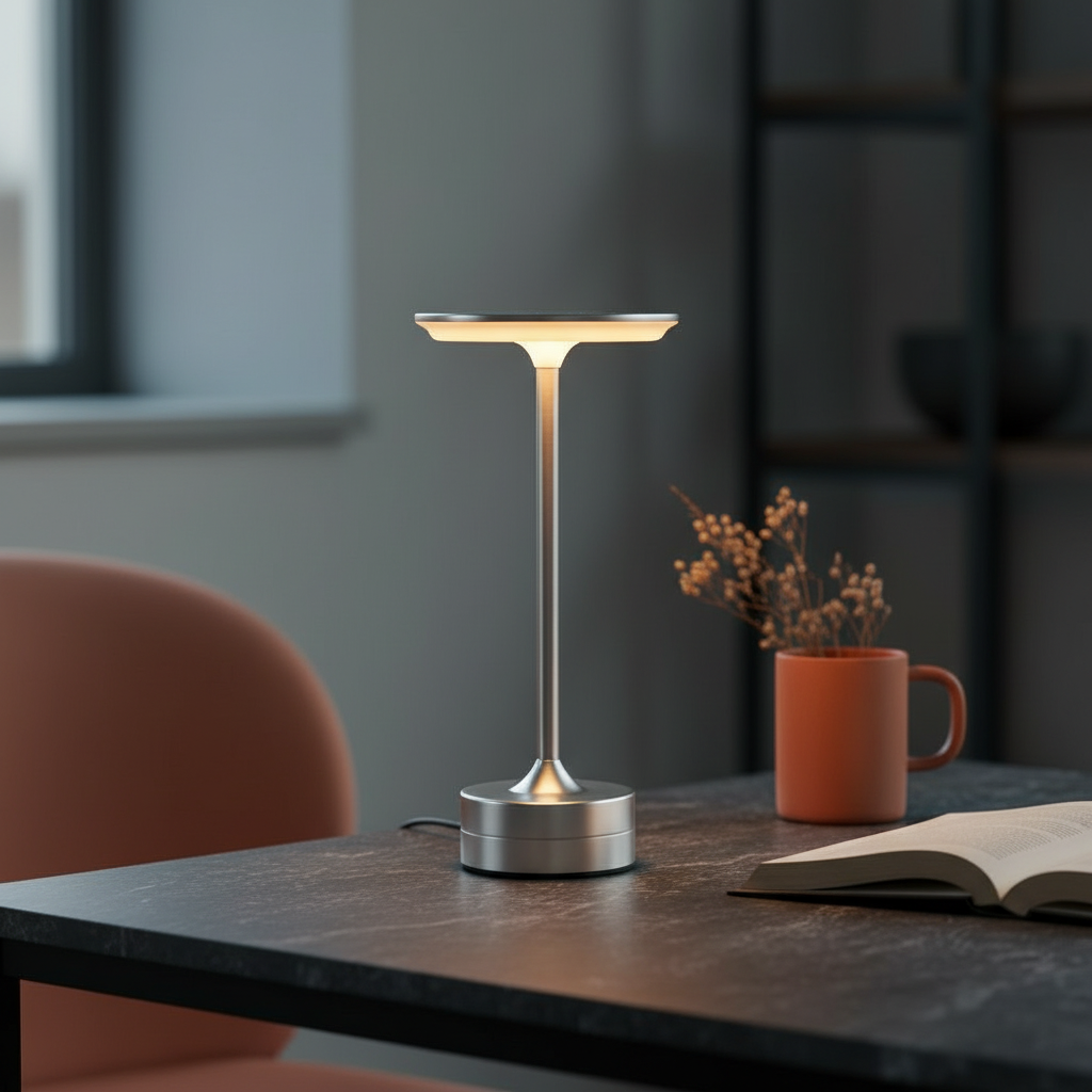 Modern Metal Cordless Table Lamp – Touch Dimmable Light