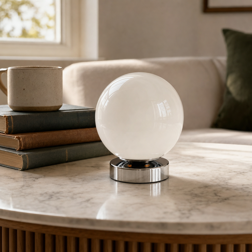 Modern Glossy Globe Bedside Lamp – Sphere Dimmable Light