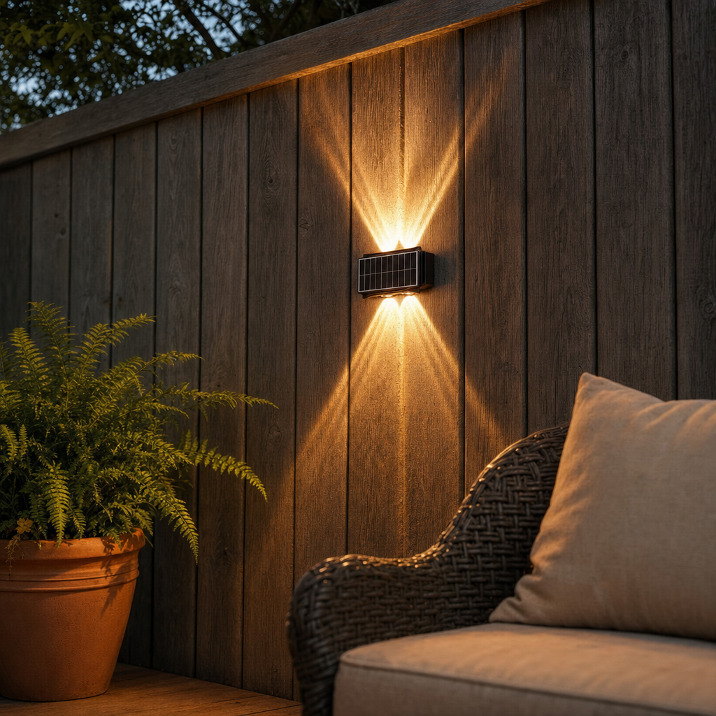 Modern Solar Outdoor Wall Light – Up Down LED Sconce