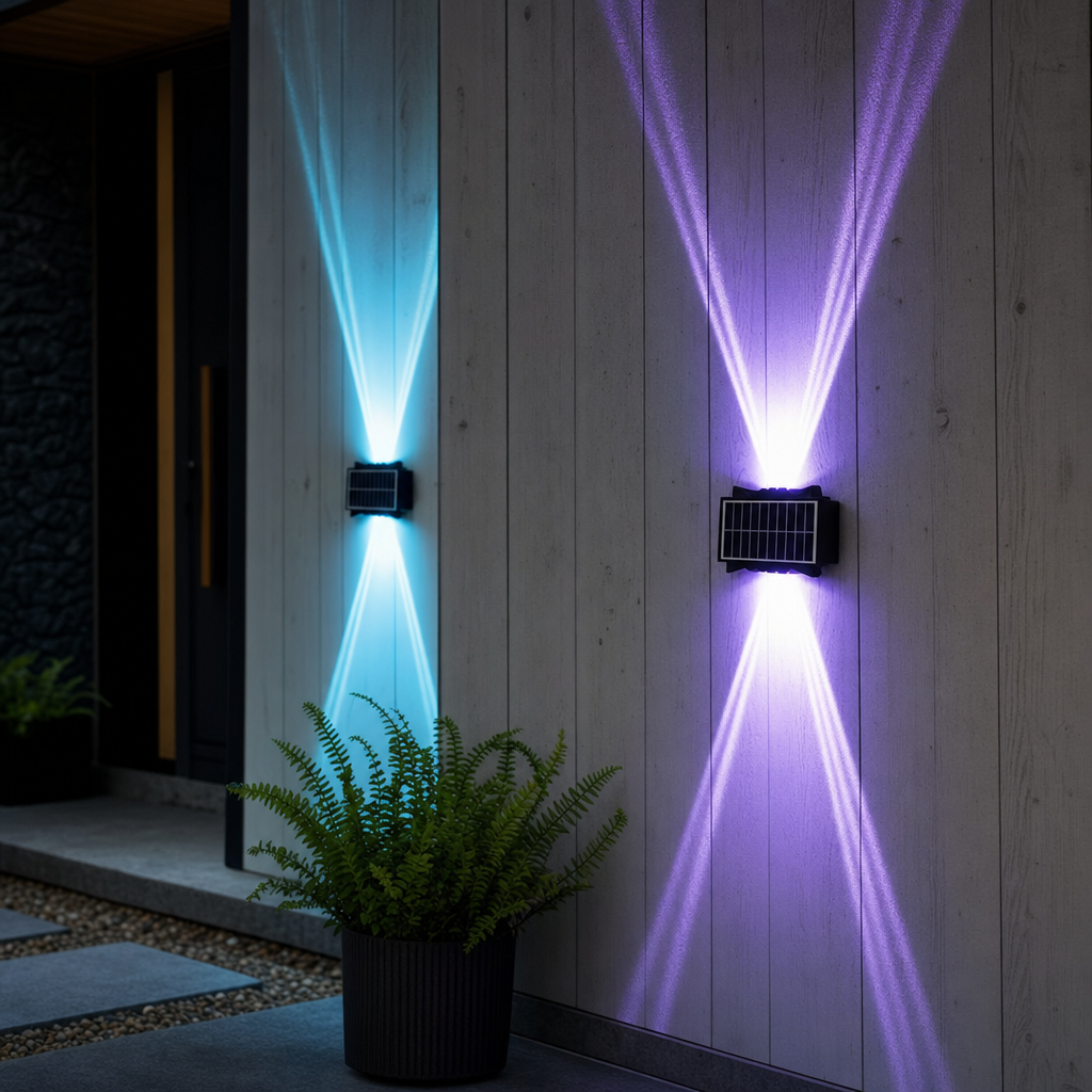 Modern Solar Outdoor Wall Light – Up Down LED Sconce