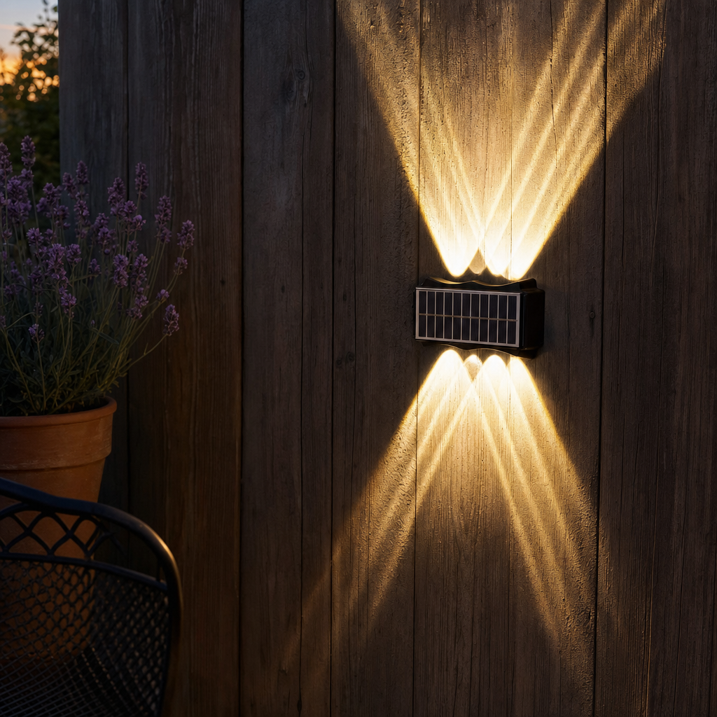 Modern Solar Outdoor Wall Light – Up Down LED Sconce