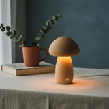 Minimalist Solid Wood Night Light – Mushroom Touch Lamp