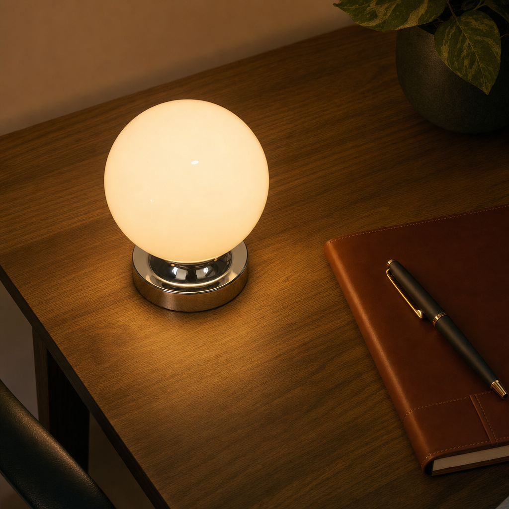Modern Glossy Globe Bedside Lamp – Sphere Dimmable Light