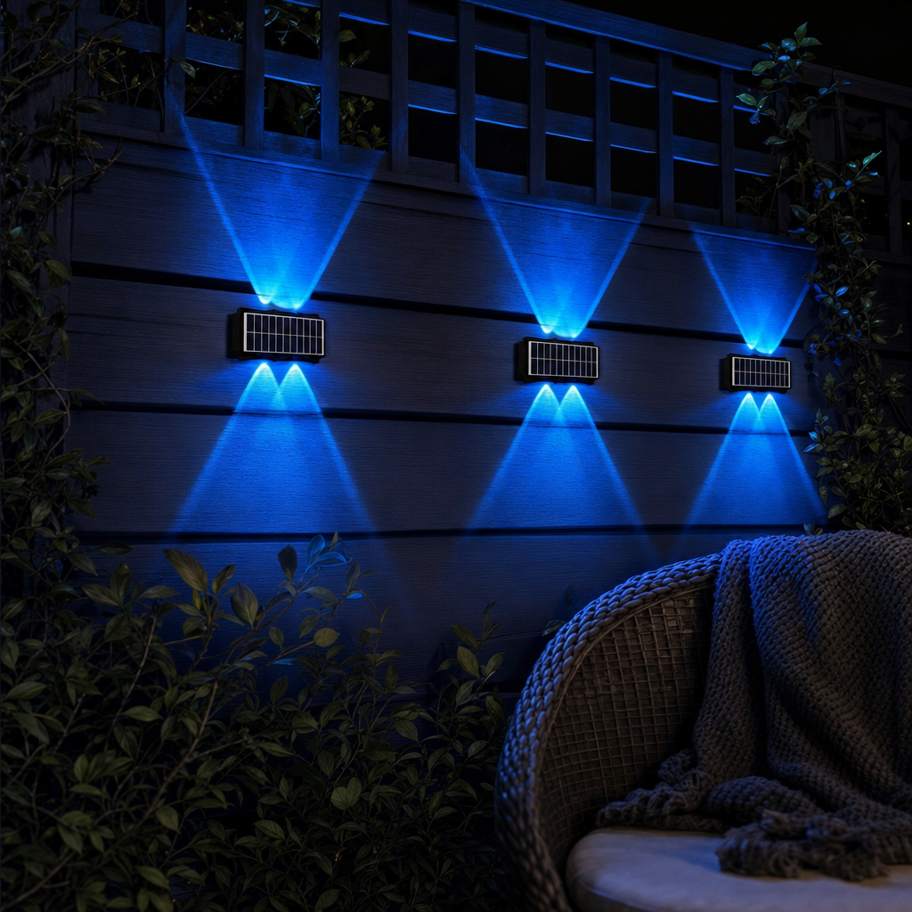 Modern Solar Outdoor Wall Light – Up Down LED Sconce
