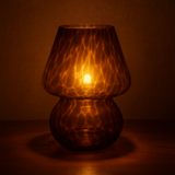 Modern Amber Blown Glass Lamp – Mushroom Table Light